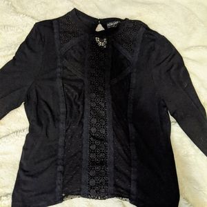 Mock Neck Lace Top